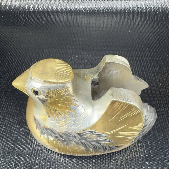 Antique Meiji Period Single Japanese Screen Holder Mandarin Duck Bird Gilt Heavy - Picture 8 of 11